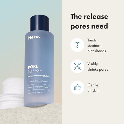 Hero Cosmetics Pore Release Blackhead Clearing Solution, Exfoliating 2% Salicylic Acid Toner Featuring AHA, BHA, and PHA - PrimeBioHealth - canada supplements
