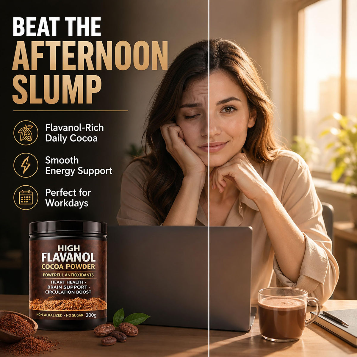 High Flavanol Cocoa Powder, Flavanol Rich Cocoa Powder– 1200mg Cocoa Flavanols – 10X More Flavanols – Supports Heart Health, Nitric Oxide & Energy - PrimeBioHealth - canada supplements