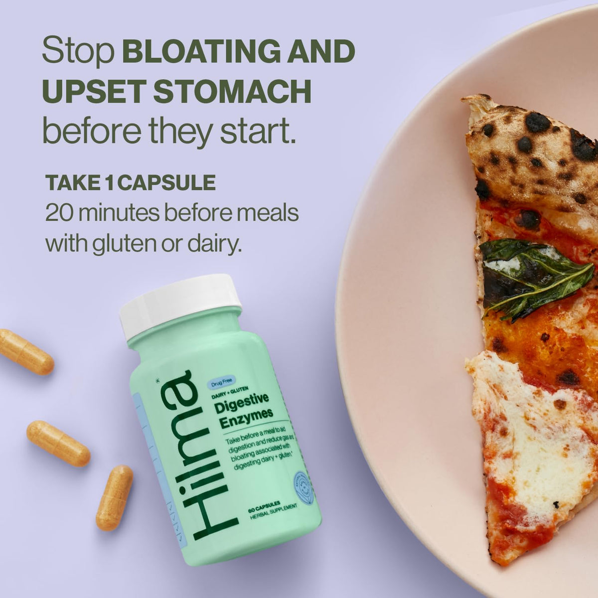Hilma Digestive Enzymes for Women, Bloating Relief with Turmeric, Dandelion Root and Gluten Digestive Enzymes, Natural Gluten - PrimeBioHealth - canada supplements