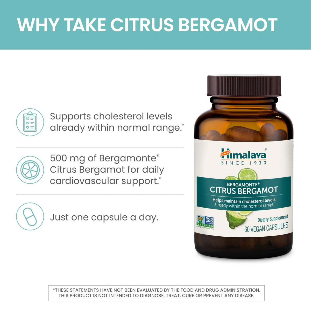 Himalaya Citrus Bergamot, Herbal Supplement for Daily Wellness, Vegan, Gluten Free, 500 mg Bergamonte® Extract, 60 Capsules - PrimeBioHealth - canada supplements