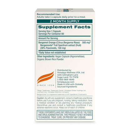 Himalaya Citrus Bergamot, Herbal Supplement for Daily Wellness, Vegan, Gluten Free, 500 mg Bergamonte® Extract, 60 Capsules - PrimeBioHealth - canada supplements