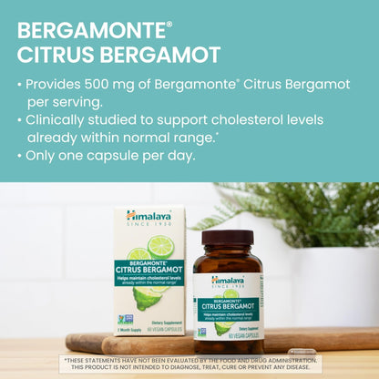 Himalaya Citrus Bergamot, Herbal Supplement for Daily Wellness, Vegan, Gluten Free, 500 mg Bergamonte® Extract, 60 Capsules - PrimeBioHealth - canada supplements