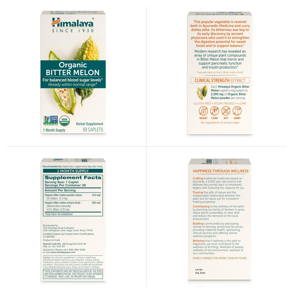 Himalaya Organic Bitter Melon - Herbal Glucose Metabolism Support - USDA Organic, Non-GMO, Vegan, Gluten Free - PrimeBioHealth - canada supplements