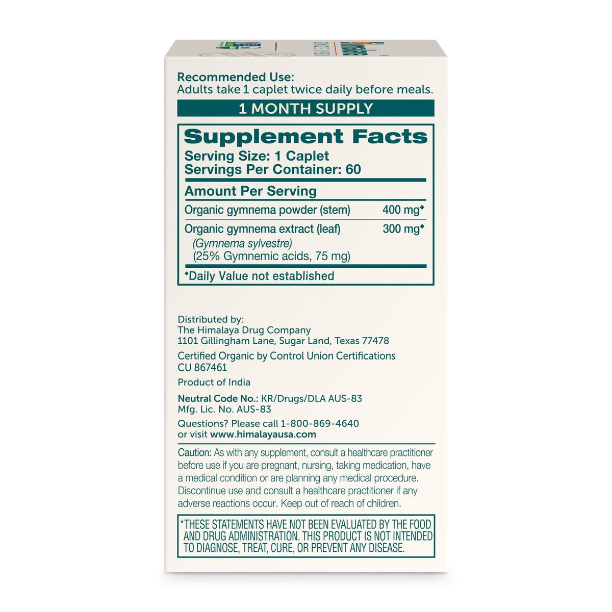 Himalaya Organic Gymnema Sylvestre – Herbal Glucose Metabolism Support - USDA Organic, Non-GMO, Vegan, Gluten Free, Additive Free, 700 mg, 60 Caplets - PrimeBioHealth - canada supplements