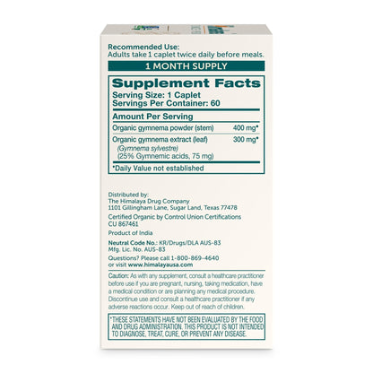 Himalaya Organic Gymnema Sylvestre – Herbal Glucose Metabolism Support - USDA Organic, Non-GMO, Vegan, Gluten Free, Additive Free, 700 mg, 60 Caplets - PrimeBioHealth - canada supplements
