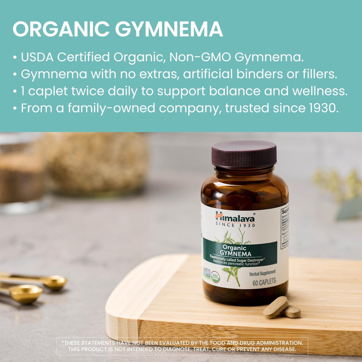 Himalaya Organic Gymnema Sylvestre – Herbal Glucose Metabolism Support - USDA Organic, Non-GMO, Vegan, Gluten Free, Additive Free, 700 mg, 60 Caplets - PrimeBioHealth - canada supplements