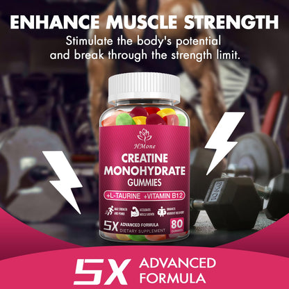 HMone Creatine Monohydrate Gummies - 5g for Men & Women, 160 Count and Creatine Chewable Supplements for Muscle Gain, Muscle Strength, Energy Boost - PrimeBioHealth - canada supplements