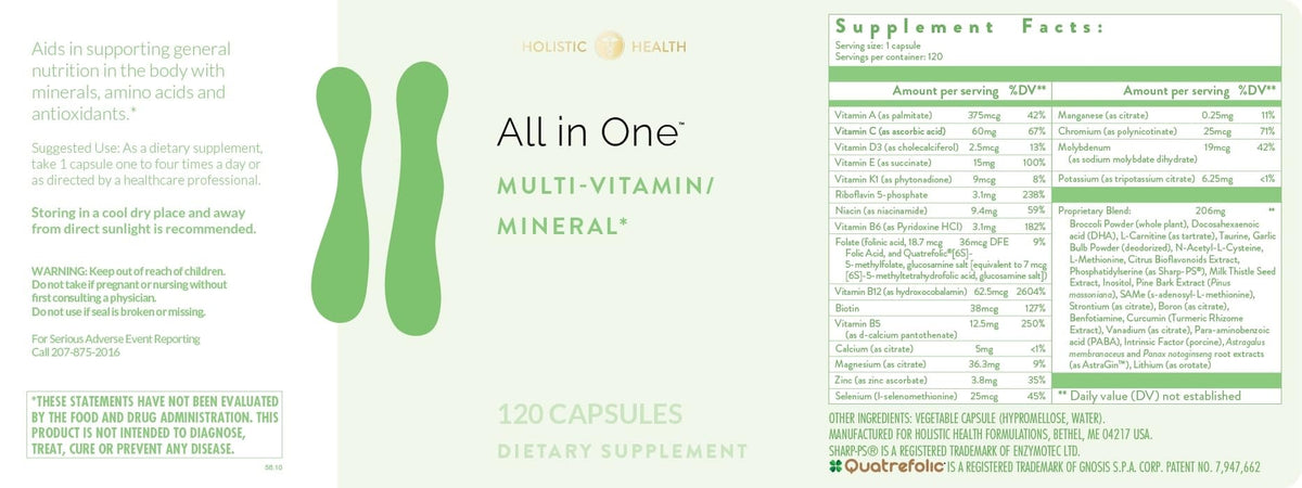 Holistic Health All in ONE Multi Vitamin and Mineral for Antioxidant Boost, Multi Minerals Supplement for Supporting Methylation - PrimeBioHealth - canada supplements