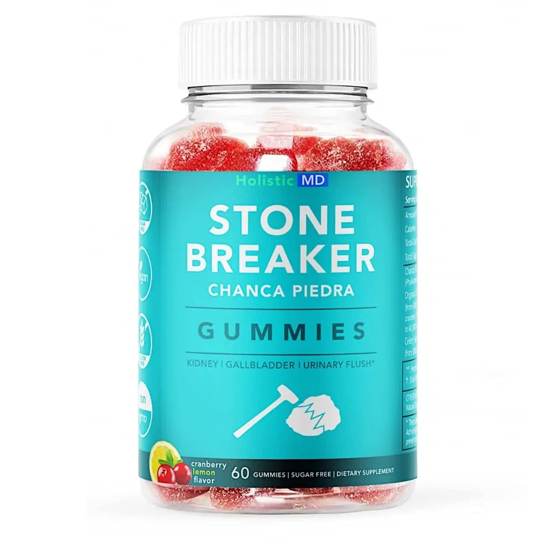 Holistic MD Stone Breaker Chanca Piedra 1,500mg Gummies Kidney Stones Cleanse Gallbladder Formula | Plus Cranberry Extract Might Help Urinary Tract Flush Impurities | Fast Absorption Sugar Free 60ct - PrimeBioHealth - canada supplements