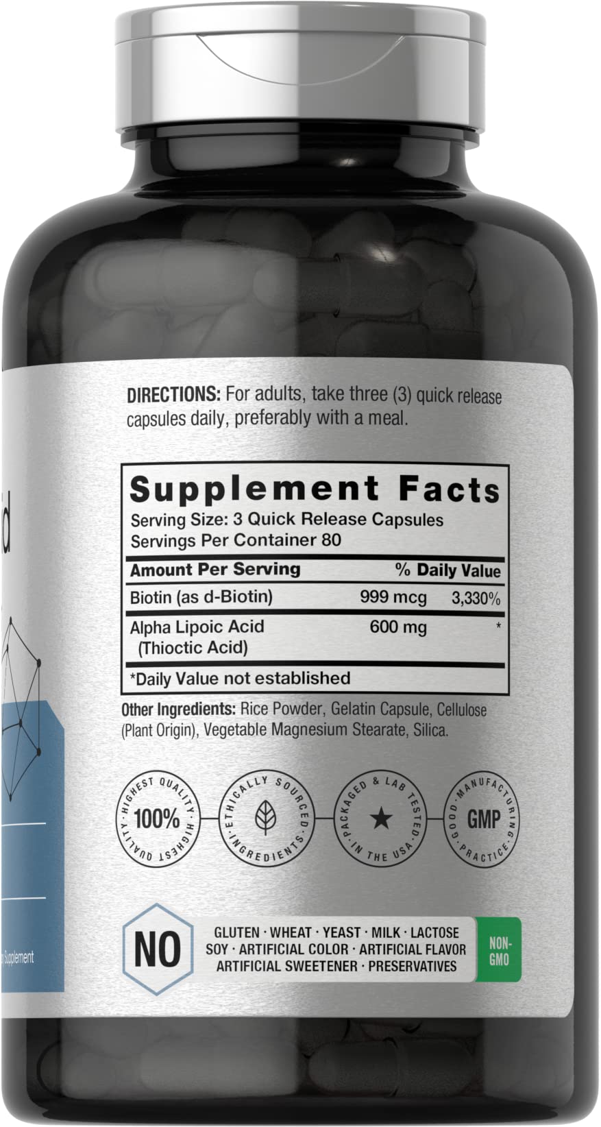 Horbäach Alpha Lipoic Acid 600mg | 240 Capsules | with Biotin Optimizer | Non-GMO and Gluten Free Supplement - PrimeBioHealth - canada supplements