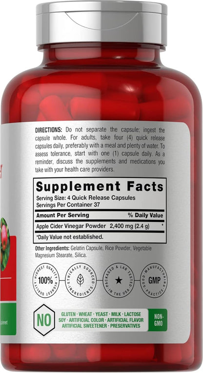 Horbäach Apple Cider Vinegar Capsules | 2400mg | 150 Count | Non-GMO, Gluten Free Supplement - PrimeBioHealth - canada supplements