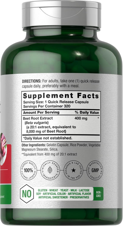 Horbäach Beet Root Powder Capsules | 320 Pills | Non-GMO, Gluten Free Formula | High Potency Herbal Extract Supplement - PrimeBioHealth - canada supplements