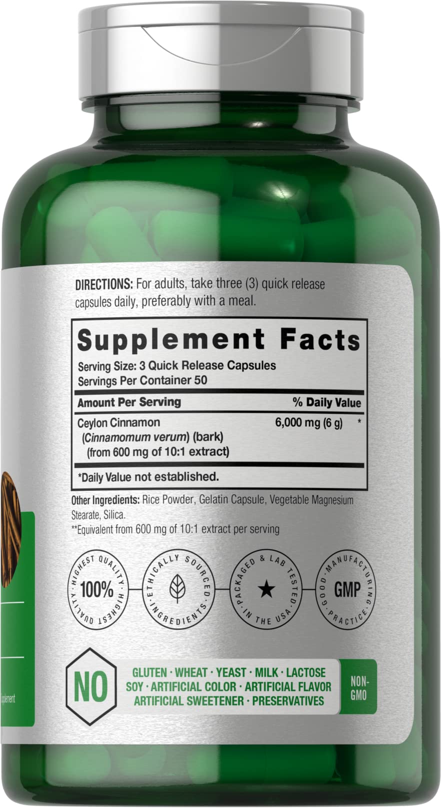 Horbäach Ceylon Cinnamon Supplement | 150 Capsules | Herbal Extract Pills | Non-GMO & Gluten Free - PrimeBioHealth - canada supplements