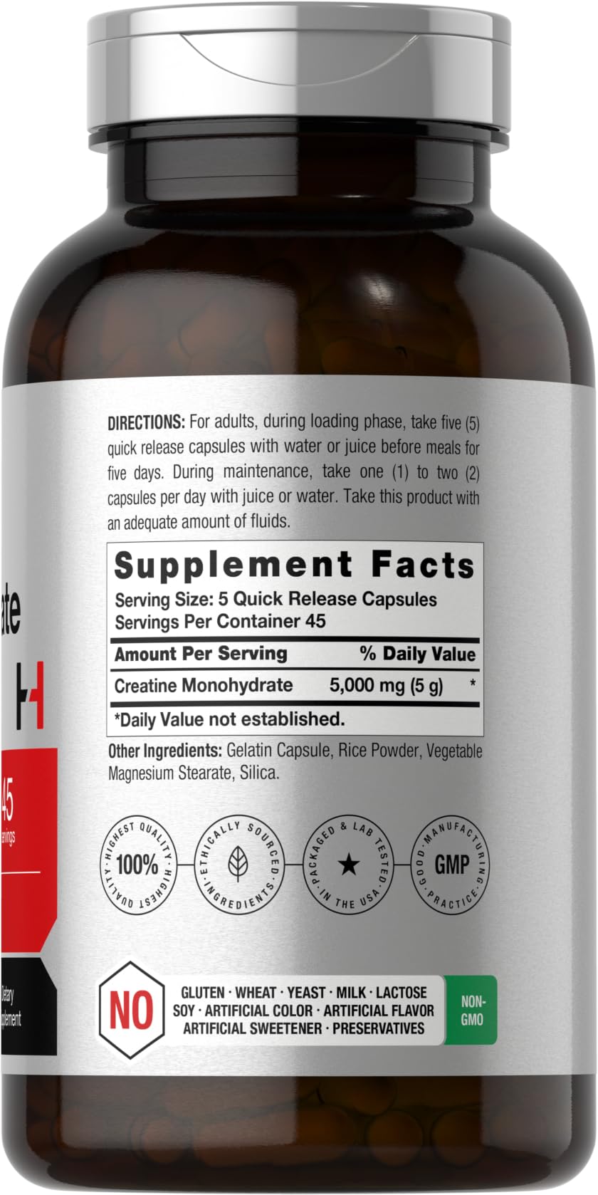 Horbäach Creatine Monohydrate | 5g | 225 Capsules | Non-GMO, Gluten Free Supplement - PrimeBioHealth - canada supplements