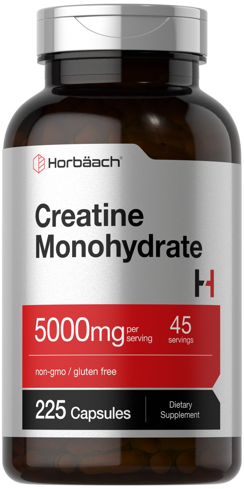 Horbäach Creatine Monohydrate | 5g | 225 Capsules | Non-GMO, Gluten Free Supplement - PrimeBioHealth - canada supplements