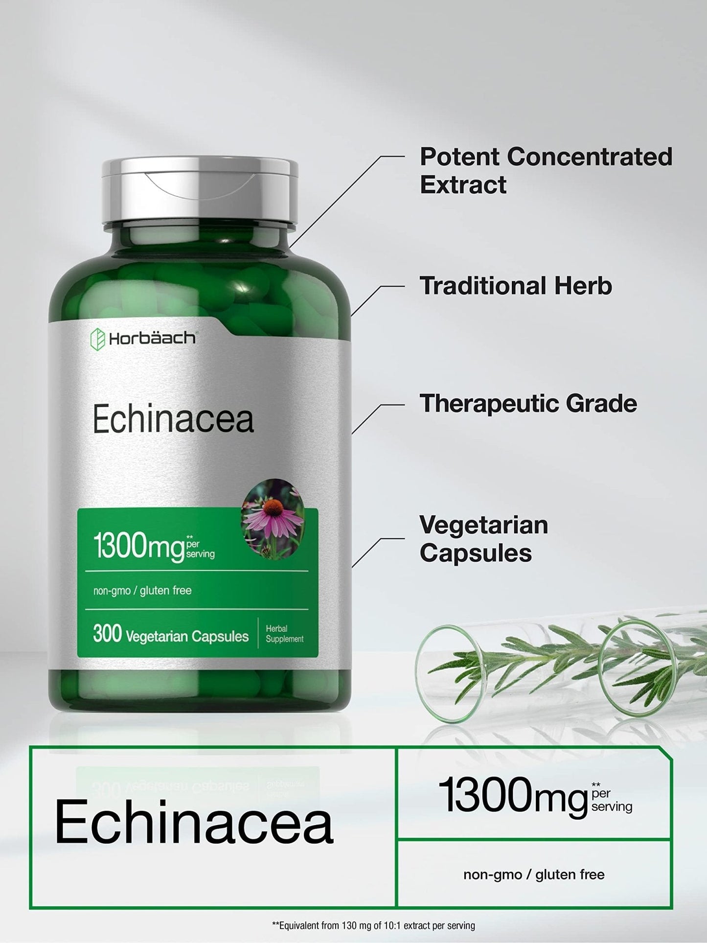 Horbäach Echinacea Extract Capsules | 300 Count | Vegan, Non-GMO, Gluten Free Supplement - PrimeBioHealth - canada supplements