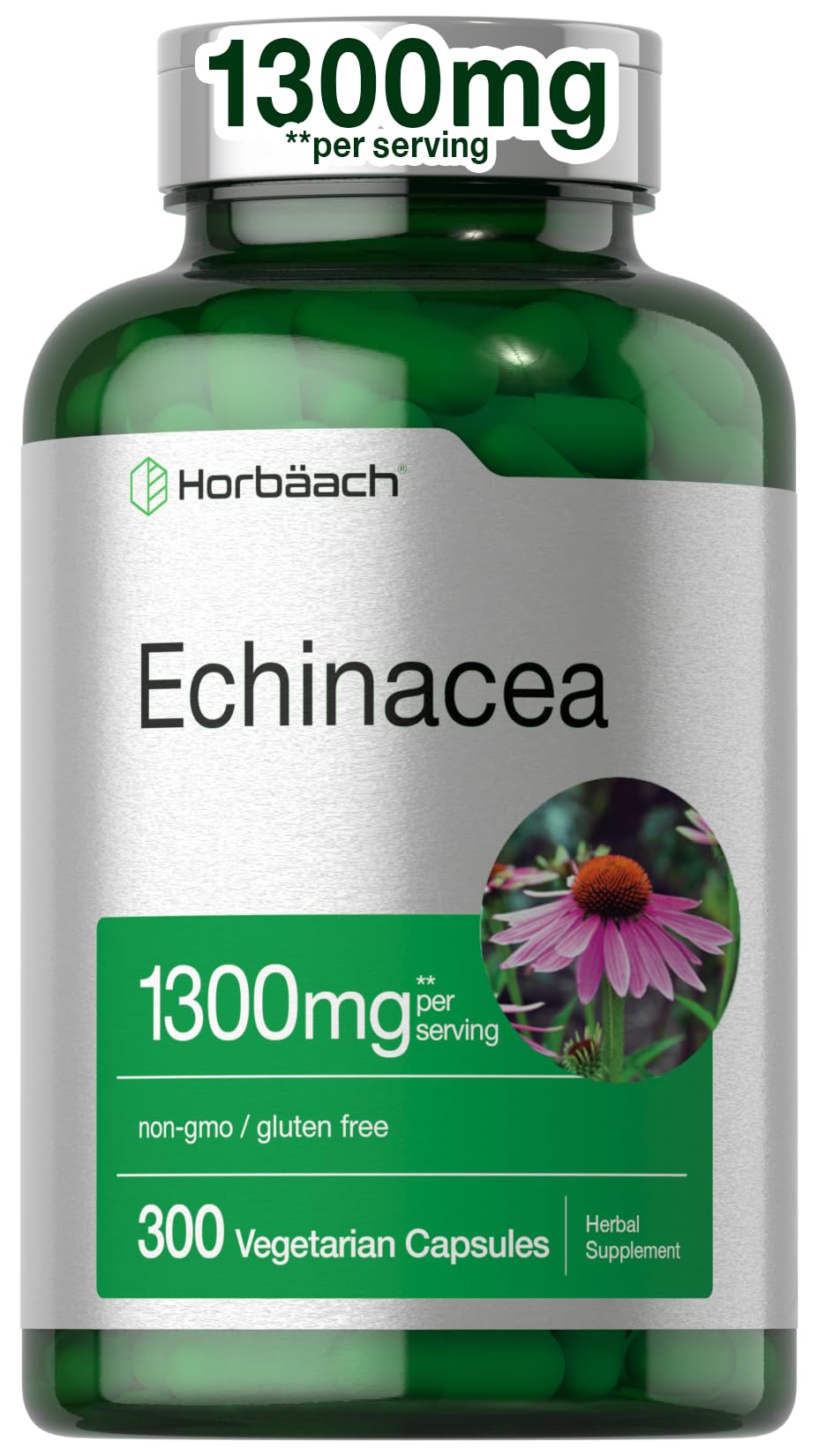 Horbäach Echinacea Extract Capsules | 300 Count | Vegan, Non-GMO, Gluten Free Supplement - PrimeBioHealth - canada supplements