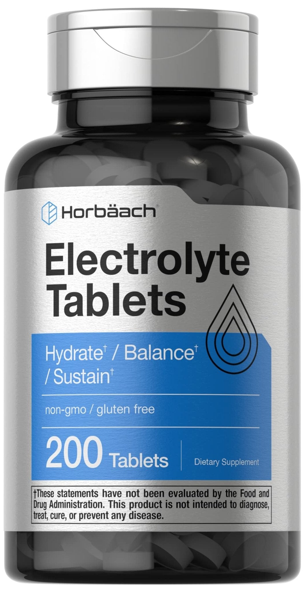Horbäach Electrolyte Tablets | 200 Count | Helps Hydrate, Balance, & Sustain | with Calcium, Magnesium, Chloride, Sodium and Potassium | Vegetarian, Non-GMO & Gluten Free - PrimeBioHealth - canada supplements