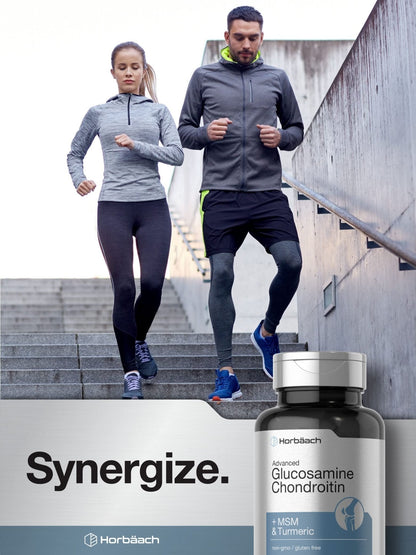 Horbäach Glucosamine Chondroitin | Plus MSM & Turmeric | 180 Coated Caplets | Non-GMO, Gluten Free Supplement - PrimeBioHealth - canada supplements