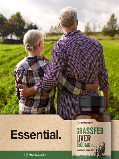 Horbäach Grass Fed Beef Liver | 4500mg | 90 Capsules | Desiccated, Pasture Raised, Grain Free, Non-GMO Supplement - PrimeBioHealth - canada supplements