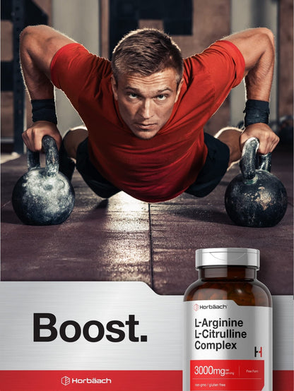 Horbäach L-Arginine L-Citrulline Complex | 3000mg | 250 Capsules | Non-GMO, Gluten Free Supplement - PrimeBioHealth - canada supplements
