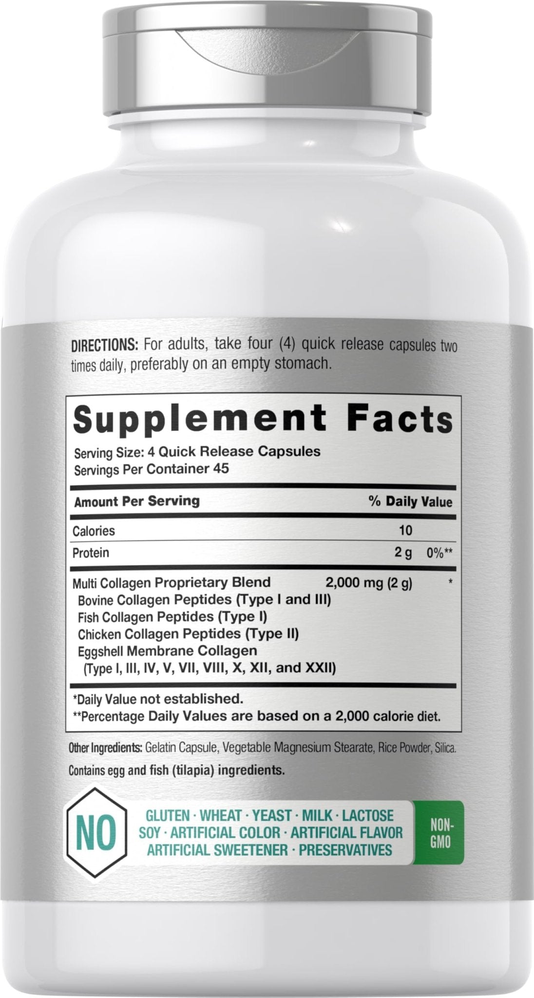 Horbäach Multi Collagen Protein 2000 mg | 180 Capsules | Hydrolyzed Collagen Type I, II, III, V, X | Keto & Paleo Friendly, Non-GMO, Gluten Free Supplement - PrimeBioHealth - canada supplements