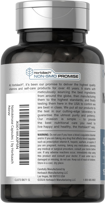 Horbäach Nattokinase Supplement 4000 FU | 150 Capsules | Non-GMO, Gluten Free - PrimeBioHealth - canada supplements