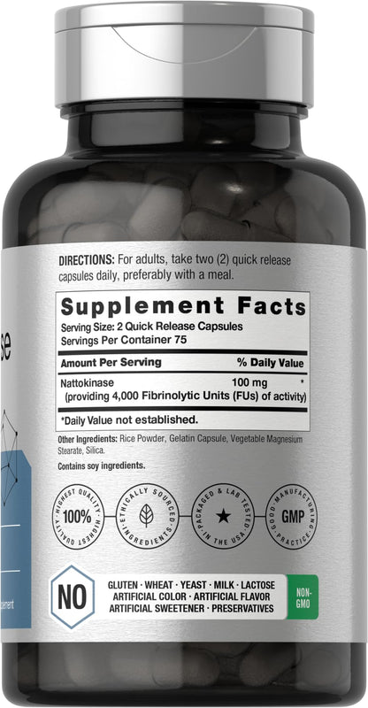 Horbäach Nattokinase Supplement 4000 FU | 150 Capsules | Non-GMO, Gluten Free - PrimeBioHealth - canada supplements