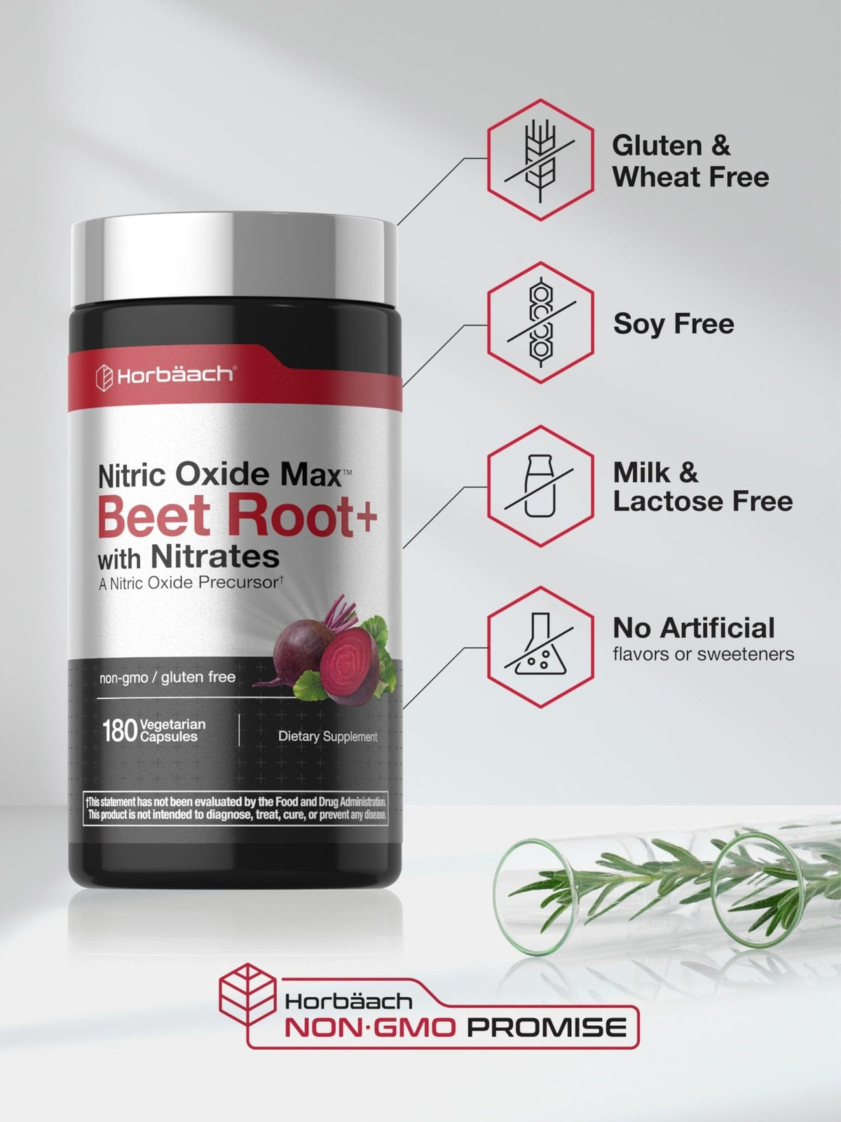 Horbäach Nitric Oxide Beet Root Capsules | 180 Count | with Nitrates and Precursor | for Men and Women | Vegetarian, Non-GMO, Gluten Free Supplement - PrimeBioHealth - canada supplements