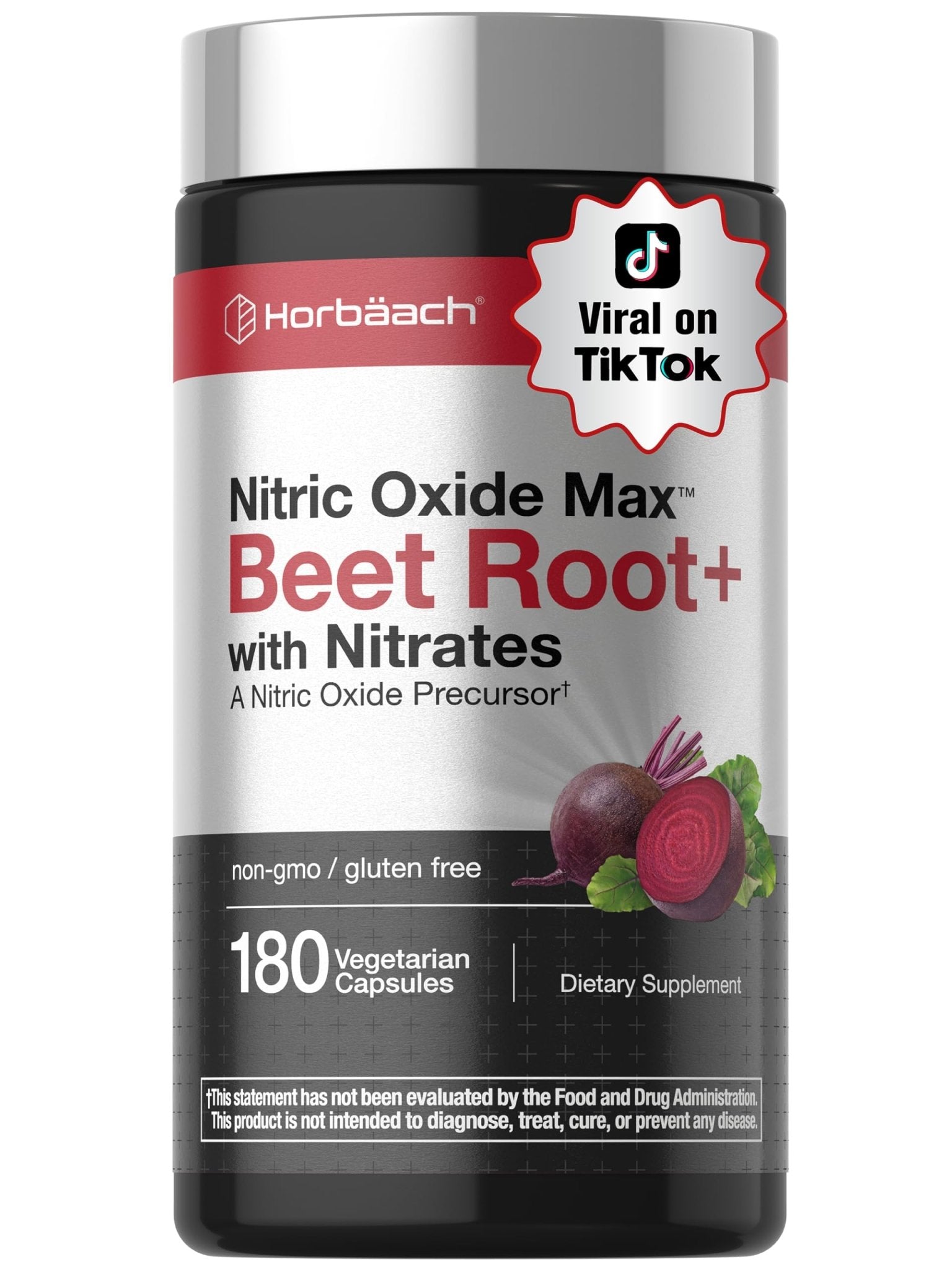 Horbäach Nitric Oxide Beet Root Capsules | 180 Count | with Nitrates and Precursor | for Men and Women | Vegetarian, Non-GMO, Gluten Free Supplement - PrimeBioHealth - canada supplements
