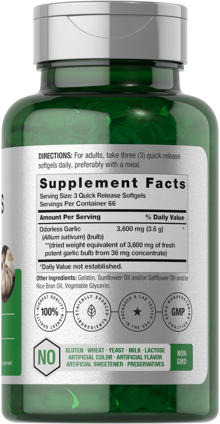 Horbäach Odorless Garlic Softgel Supplement | 200 Count | Ultra Potent Concentrated Herbal Extract | Non-GMO & Gluten Free - PrimeBioHealth - canada supplements
