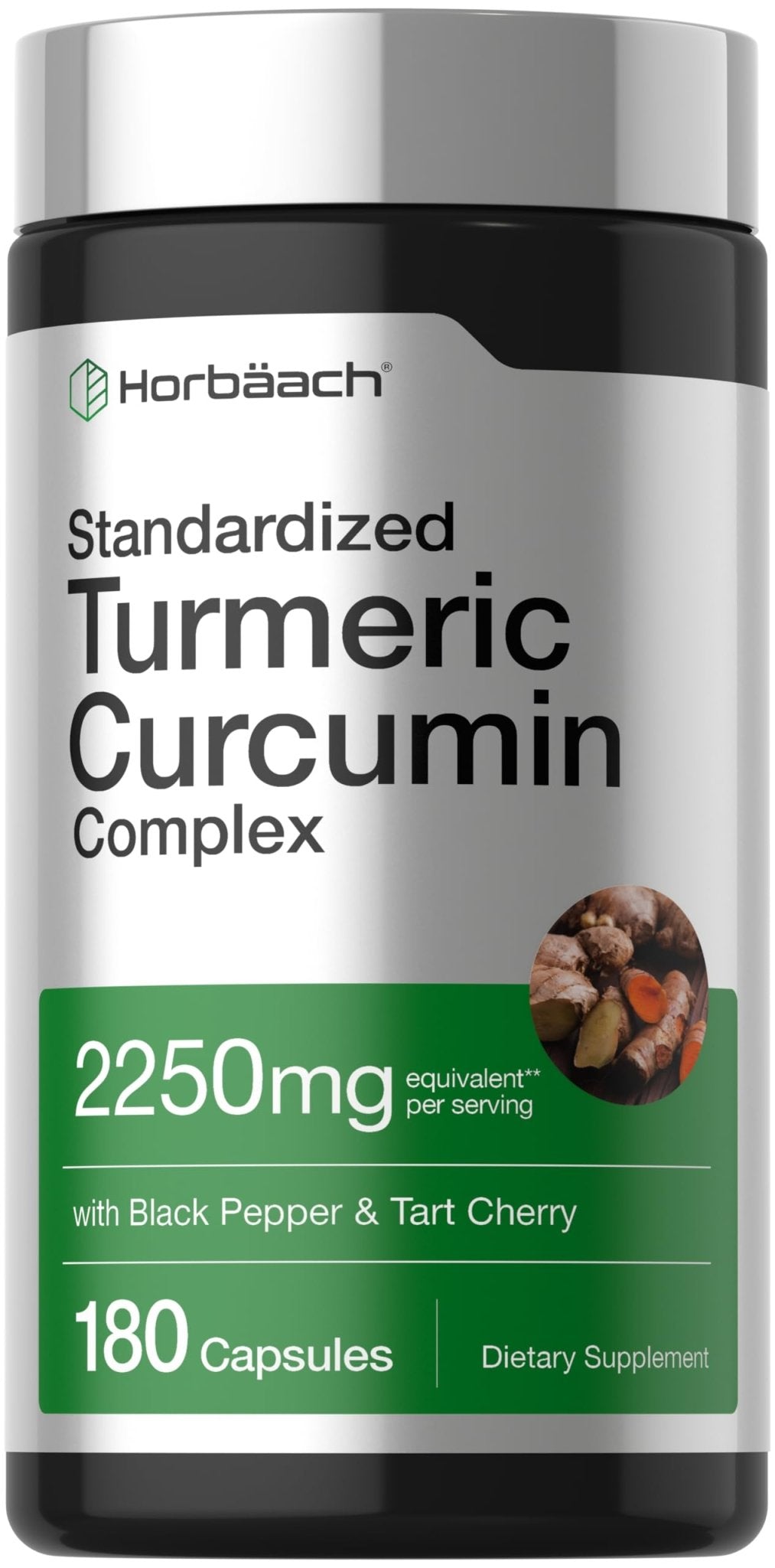 Horbäach Turmeric Curcumin Supplement | 180 Capsules | with Black Pepper & Tart Cherry | Non-GMO & Gluten Free - PrimeBioHealth - canada supplements