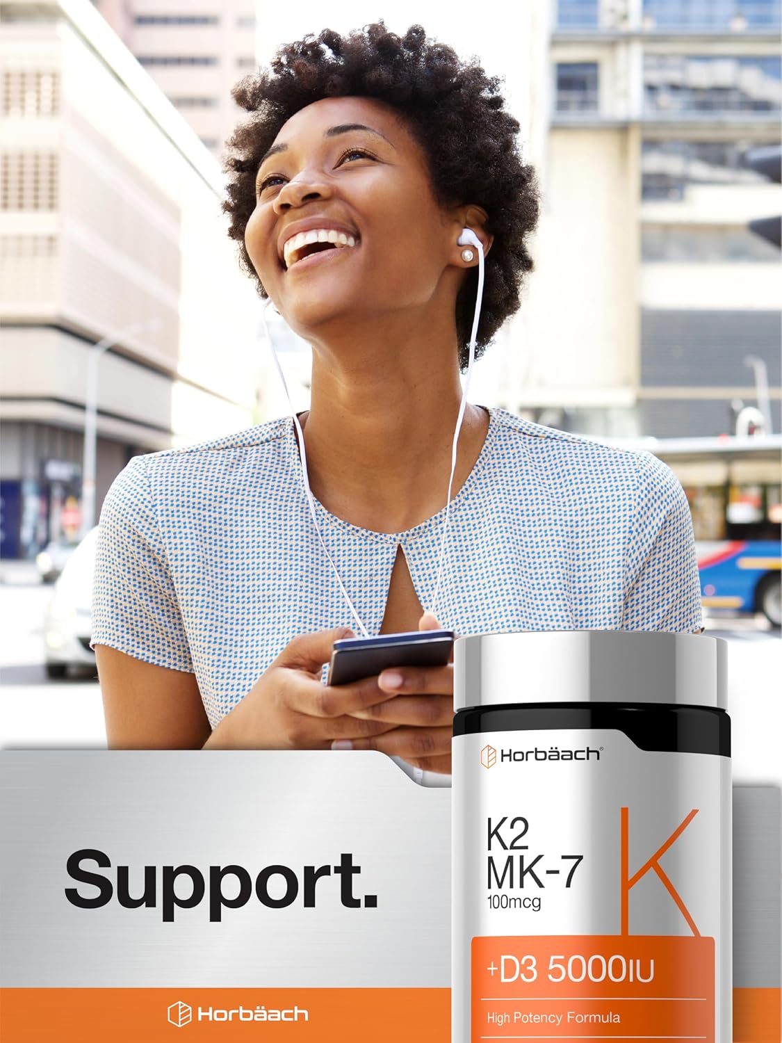 Horbäach Vitamin D3 K2 5000 iu | 100mcg MK-7 Complex | 180 Softgel Capsules | Non-GMO & Gluten Free Supplement - PrimeBioHealth - canada supplements