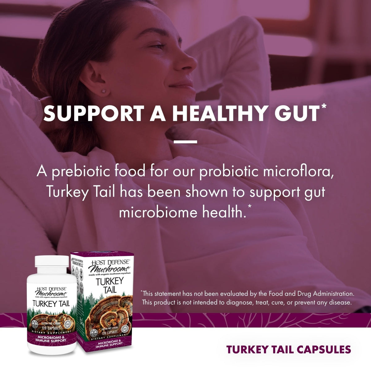 Host Defense Turkey Tail Capsules - Digestive Health & Immune Response Support Supplement - Mushroom Supplement for Gastrointestinal - PrimeBioHealth - canada supplements