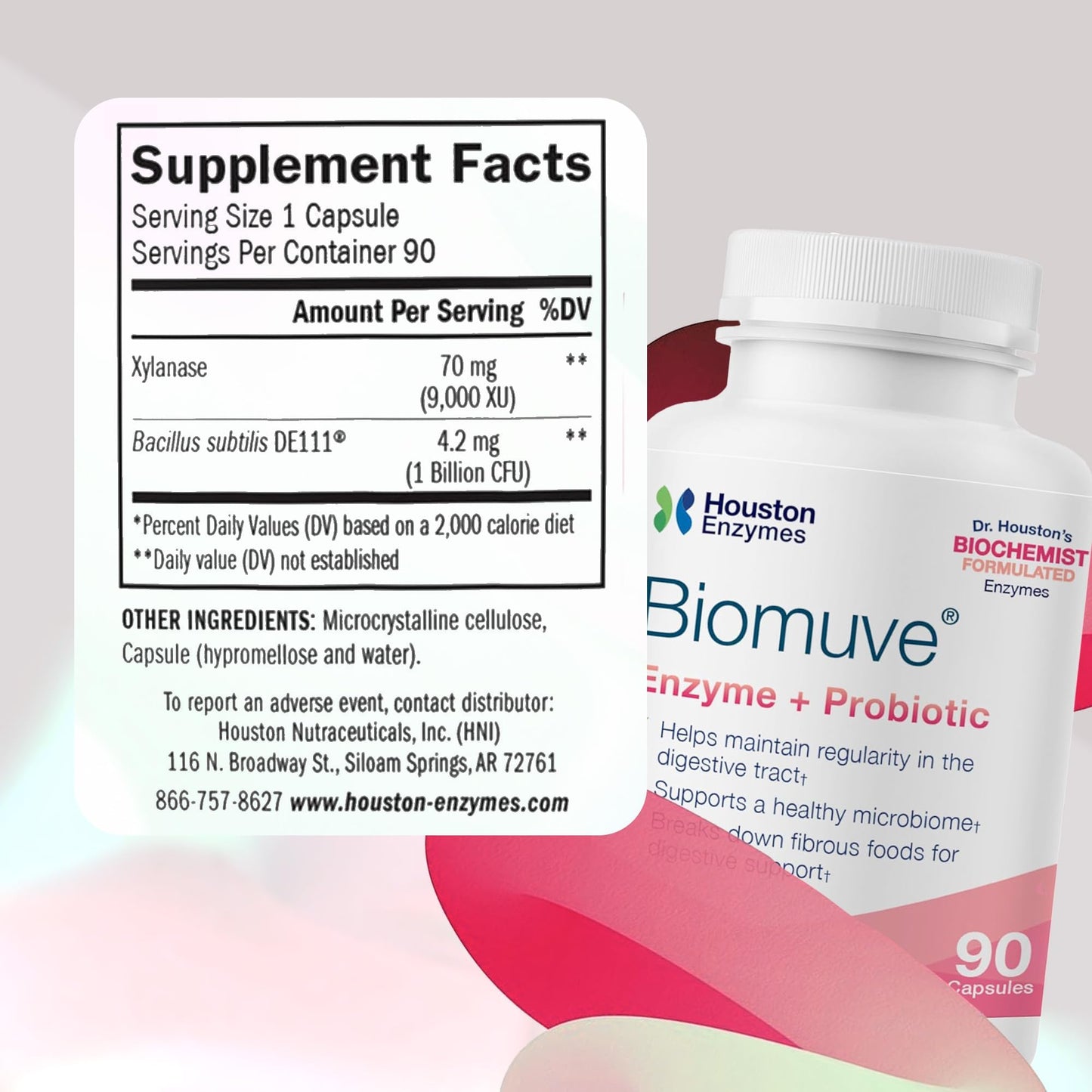 Houston Enzymes Biomuve – 120 Capsules | Professionally Formulated to Maintain Regularity & Healthy Bowel Movements | Unique Combination of Enzymes - PrimeBioHealth - canada supplements
