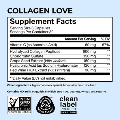 HUM Collagen Love Skin Supplement, Collagen Peptides Capsules with Hyaluronic Acid & Vitamin C, Supports Firm Skin & Helps Minimize Signs of Aging, Supplements - PrimeBioHealth - canada supplements