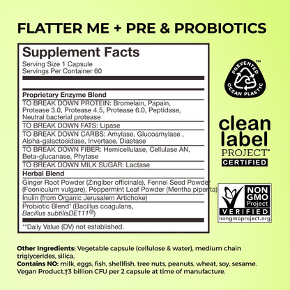 HUM Flatter Me Digestive Enzymes Plus Prebiotics & Probiotics, Digestive Health Bloating Supplement for Women & Men, Fast Acting Anti Bloat Pills Multi Enzyme - PrimeBioHealth - canada supplements