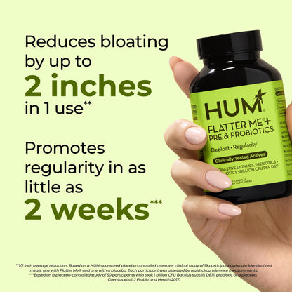 HUM Flatter Me Digestive Enzymes Plus Prebiotics & Probiotics, Digestive Health Bloating Supplement for Women & Men, Fast Acting Anti Bloat Pills Multi Enzyme - PrimeBioHealth - canada supplements