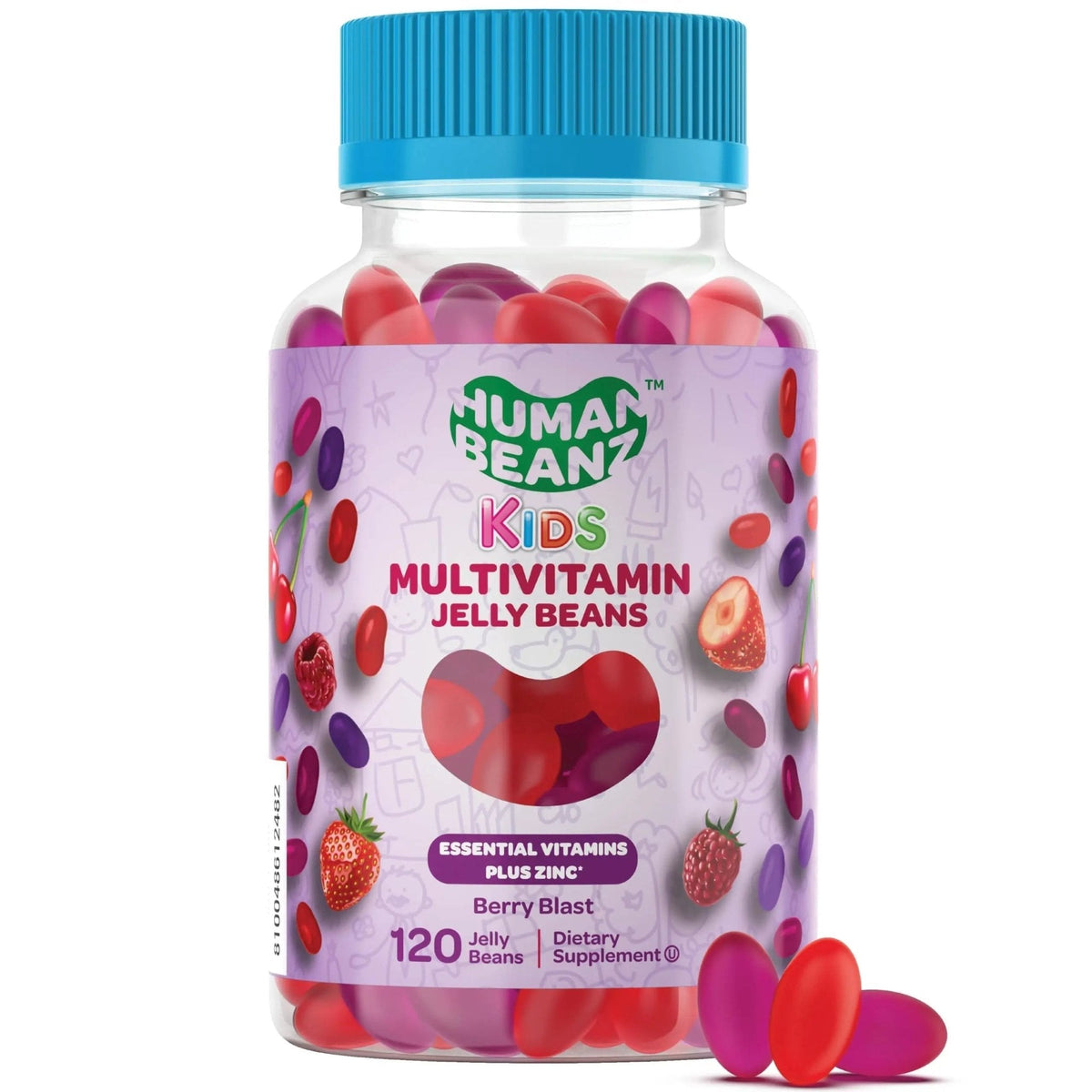 Human Beanz Multivitamin Jelly Bean Gummies with Zinc for Kids, Immune Support Dietary Supplements, Vegetarian, 120 Berry Blast Jelly Beans, Kosher - PrimeBioHealth - canada supplements