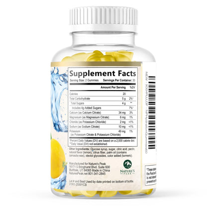 Hydration Electrolyte Gummies - Daily Liquid Replenisher Gummy - Electrolyte Multiplier with Minerals, Potassium & Real Salt - Vegan, Non-GMO - Tasty Lemon Flavor Hydration Electrolytes - 60 Gummies - PrimeBioHealth - canada supplements