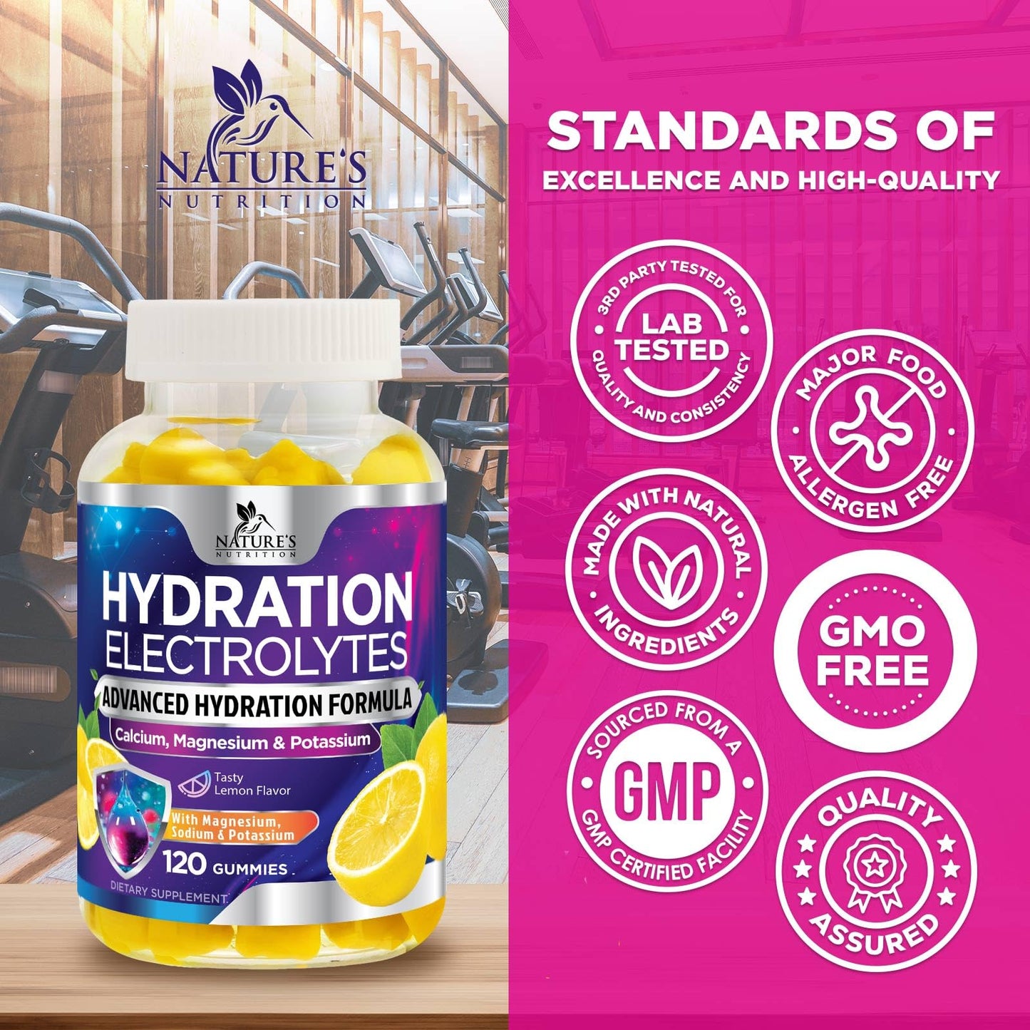 Hydration Electrolyte Gummies - Daily Liquid Replenisher Gummy - Electrolyte Multiplier with Minerals, Potassium & Real Salt - Vegan, Non-GMO - Tasty Lemon Flavor Hydration Electrolytes - PrimeBioHealth - canada supplements
