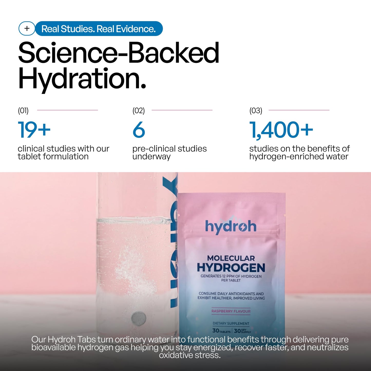 Hydrogen Water Tablets, Molecular Hydrogen Tablets for Drinking Water, Antioxidant-Rich, Supports Brain Energy & Health - Quick-Dissolving - Raspberry H2 Tabs - PrimeBioHealth - canada supplements