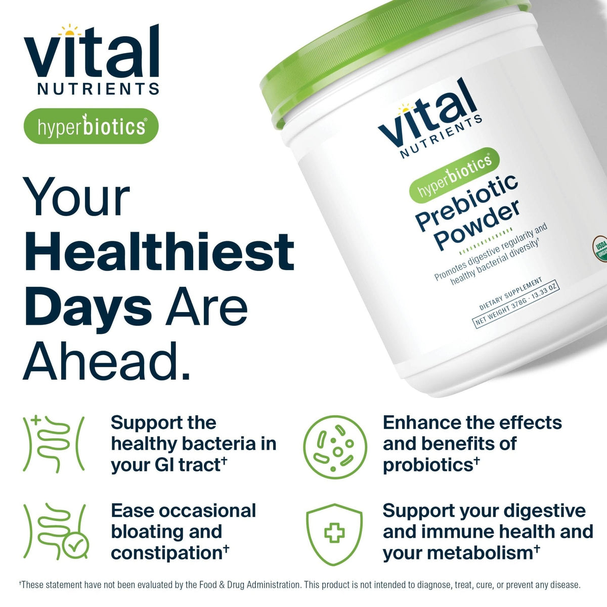 Hyperbiotics Vital Nutrients Organic Prebiotic Fiber Powder | Supports Gut Health and Digestive Regularity | Soluble Fiber Supplement for Women and Men - PrimeBioHealth - canada supplements