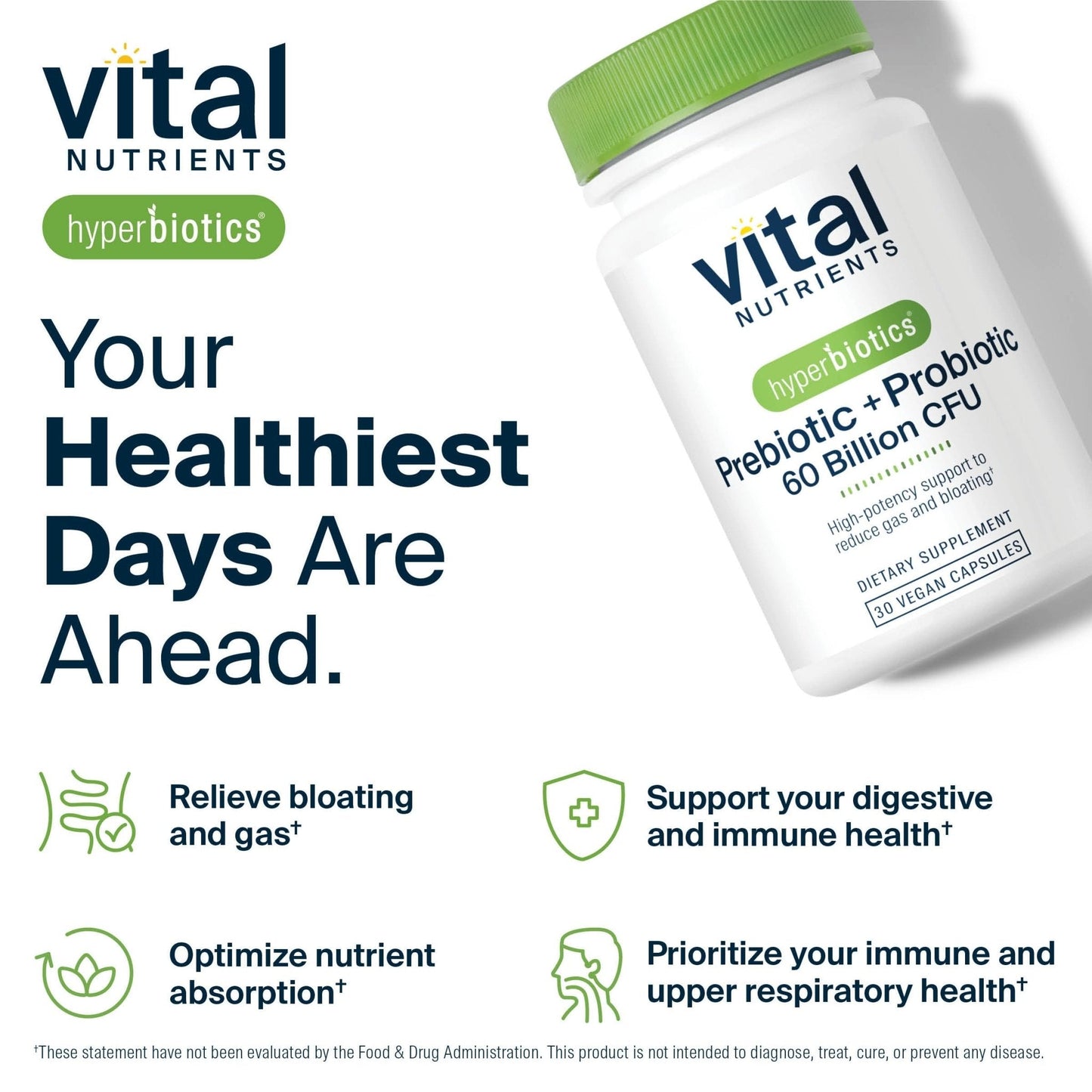 Hyperbiotics Vital Nutrients Prebiotic and Probiotic for Women and Men | 60 Billion CFU | Pre and Probiotics Supports Digestive Health, Constipation, Diarrhea, - PrimeBioHealth - canada supplements