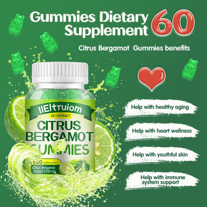 IIEltruiom Citrus Bergamot 1500mg, Citrus Bergamot Gummies for Healthy Cholesterol, Bergamot Supplements 25:1 Extract from Italy Bergamot, - PrimeBioHealth - canada supplements