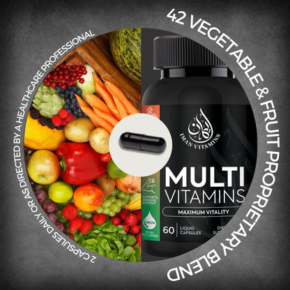 Iman Vitamins Halal Complete Multivitamin Capsules for Adults Men & Women | 42 Fruit & Vegetable Blend - PrimeBioHealth - canada supplements
