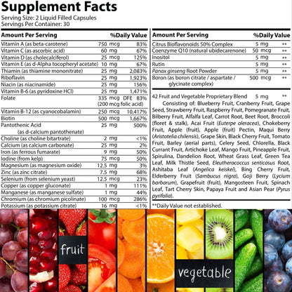 Iman Vitamins Halal Complete Multivitamin Capsules for Adults Men & Women | 42 Fruit & Vegetable Blend - PrimeBioHealth - canada supplements