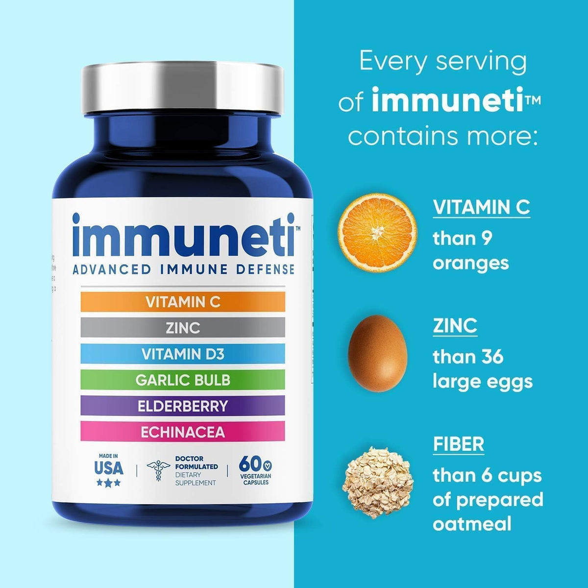 Immuneti Advanced Immune Support – Doctor Formulated 6-in-1 Daily Immunity Supplement – Made in USA – With Vitamin C, D3, Zinc, Elderberry - PrimeBioHealth - canada supplements
