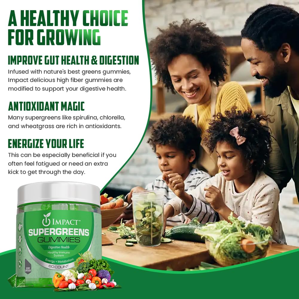 IMPACT Fiber Gummies for Adults, Women & Kids – Supergreens Veggies Daily High Fiber Gummies, for Gut Health & Immunity, Vegetarian Gummy Fiber Supplement, - PrimeBioHealth - canada supplements