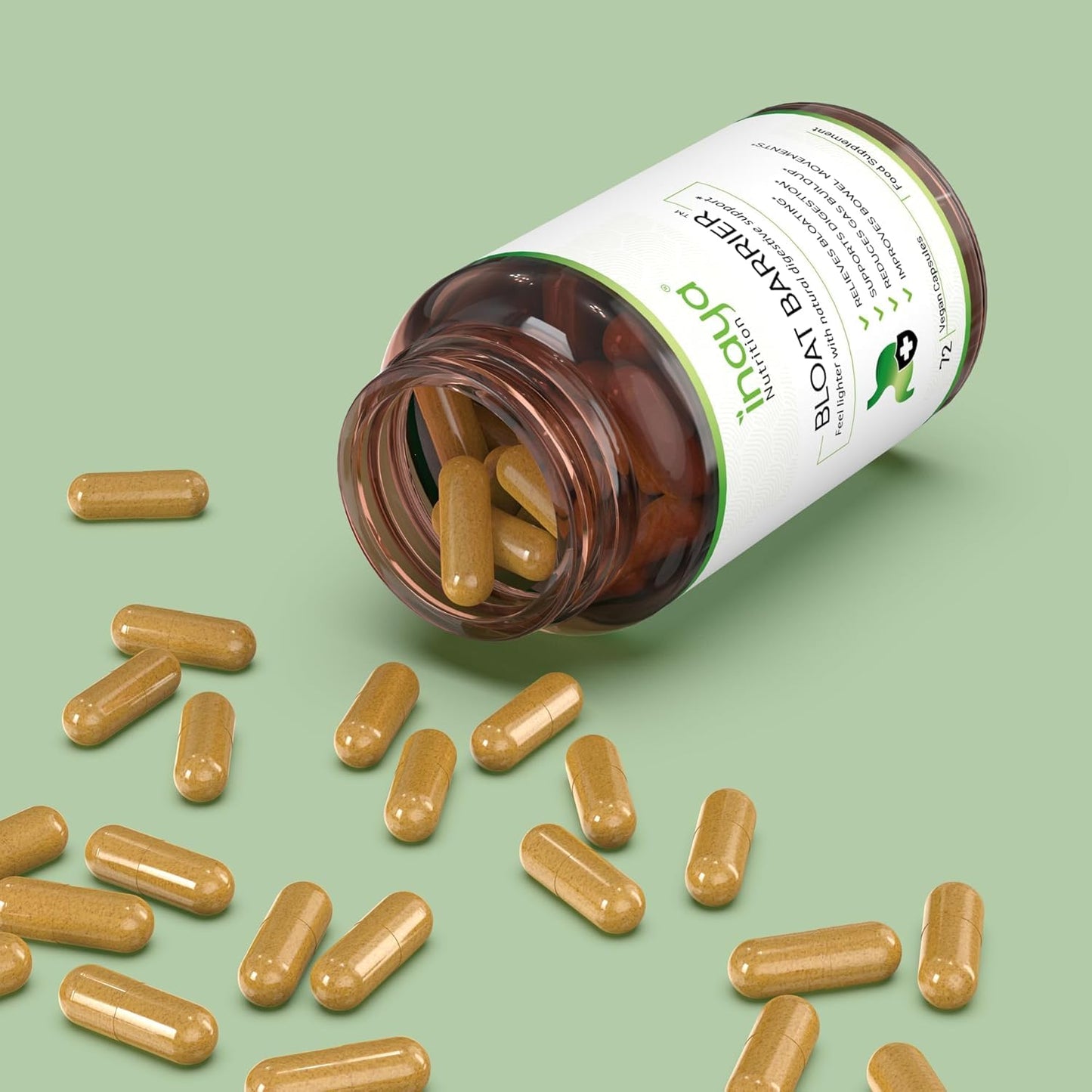 Inaya Nutrition BloatBarrier 72 Capsules - Natural Digestion and Bloating Supplement for Stomach Bloating Relief, Gas Reduction, and Improved Bowel Movements - PrimeBioHealth - canada supplements